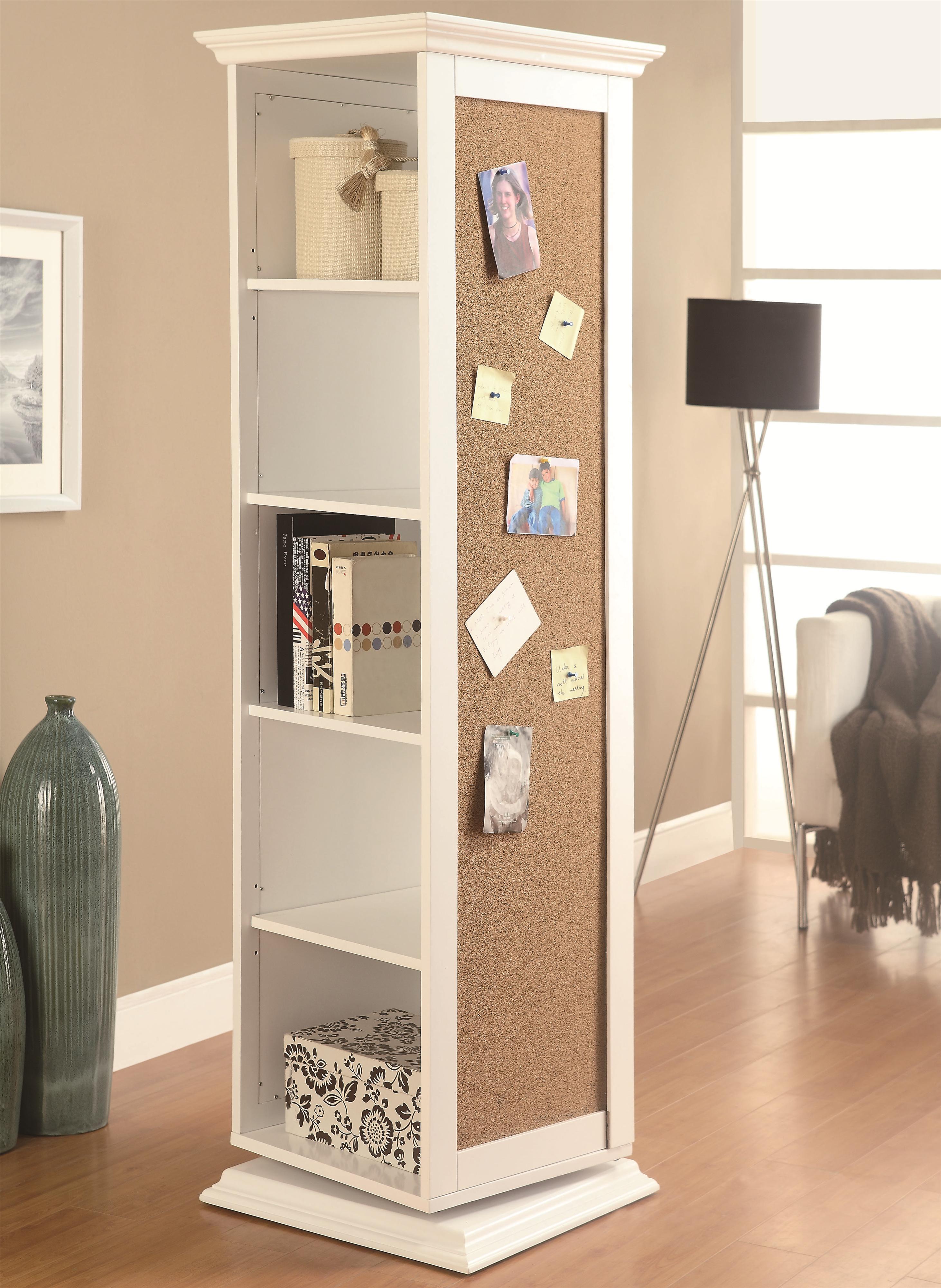 Coaster Accent 910080 White Swivel Storage with Cork